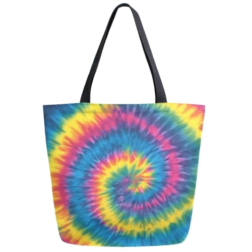Peystean Fashion Tie-dye in Spiral Extra Large Casual Shoulder Tote,Canvas Men Women Casual Daily Reusable Handle Bag for Gym Yoga Weekender Grocery Beach Travel Shopping