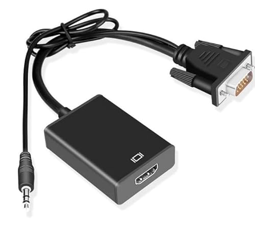 FORIDA VGA to HDMI Converter with Audio & USB Power | VGA Male to HDMI Female Adapter | Supports 1080p Full HD | Plug & Play for PC, Laptop, Desktop to HDTV, Monitor, Projector