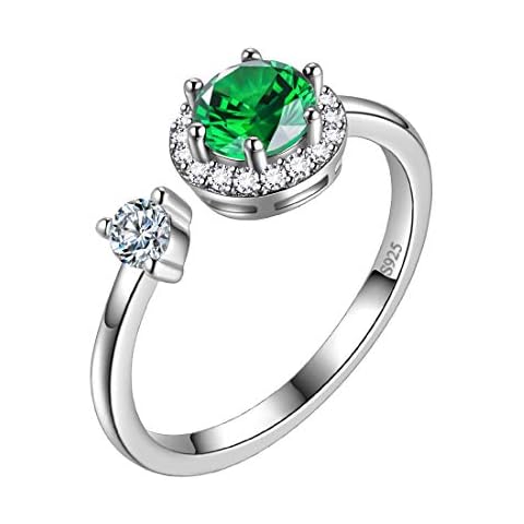 Aurora Tears May Birthstone Adjustable Rings 925 Sterling Sliver Birthstone Open Ring Birth Stone Jewelry Gifts for Women and Men DR0090G Cover
