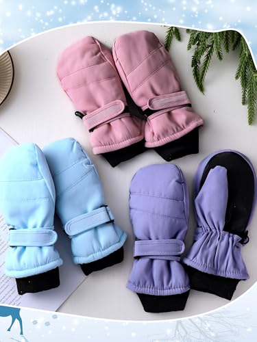 Image of SATINIOR Kids Snow Mittens Waterproof Winter Ski Gloves Warm Thicken Snow Gloves for Girls Boys