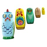 FELTECHELECTR 5pcs Easter Nesting Doll Easter Gifts Toys Bunny Toys Kids Suit Suits for Kids Easter Stacking Dolls Matryoshka Chicken Animal Nesting Dolls Wood Crafts Cartoon Wooden