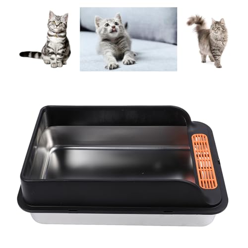Arenero grande de acero inoxidable para gato con filtro y diseño superior miniatura 4