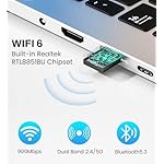 USB WiFi 6 Adapter for PC Desktop & Laptop, 900Mbps Dual Band 2.4/5GHz with Bluetooth 5.3, Nano Size Plug & Play, Windows 11/10 Driver-Free, Reconnect 7 Devices Simultaneously - Image 3