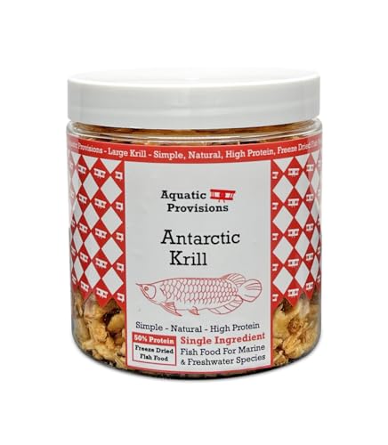 Freeze Dried Antarctic Krill Fish Food 1 oz, for Freshwater and Marine Aquarium Fish