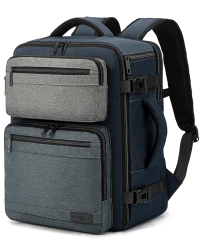 VANKEV Vueling Ryanair Easyjet Eurowings Wizz Air Mochila Viaje Cabina Avion 40x30x20cm, 24L Equipaje de Mano Bolso de Viaje Apta para Portátil de 15,6 Pulgadas azul pizarra