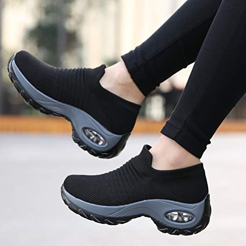 Tennis Shoes for Women Wedges Platform Sneakers Mesh Slip on Casual Shoes2