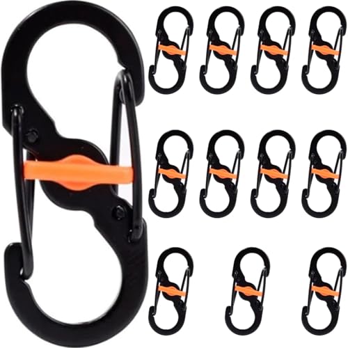 Pack de 12 mosquetones en forma de S de acero inoxidable, mini gancho en forma de S, mosquetón de acero inoxidable, S para montañismo, senderismo y equitación