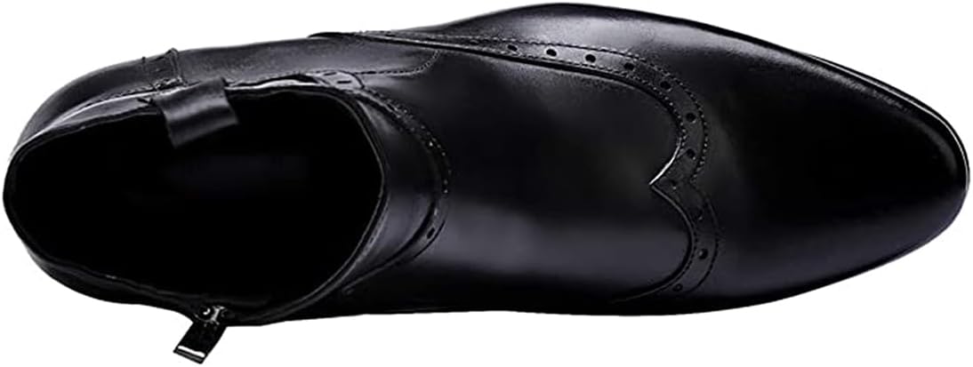 Santimon Men's Cowboy Boots Leather Wingtip Western Chelsea with Zipper