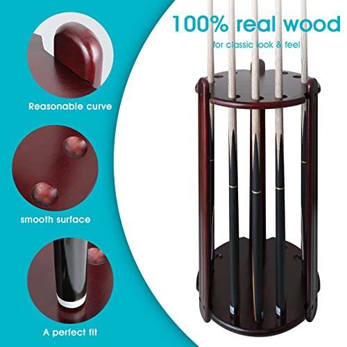 Hmqq Billiards Cue Rack(Solid Wood Pool Cue Rack With Holds 9 Sticks & Full Ball Set,Mohagany) #TOP2