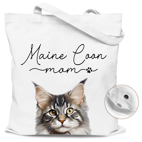 EJGFS Maine Coon Mom Canvas Tote Bag with Magnetic Buckle-Maine