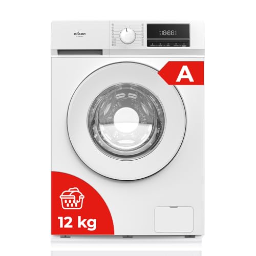 Nilson Lavadora 12Kg Carga Frontal Blanco NL12400AIDV. 1950W, 1400rpm, Motor Inverter, 16 Programas, Función Stop&Go, Clase de Eficiencia Energética A