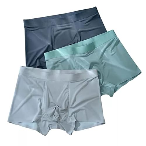 Image of HK47 Men's Ultra-Comfort Ice Silk Lycra Underwear | Moisture-Wicking, Breathable Boxers for Men | Seamless Design | (Any 3 Multicolor) Pack of 3