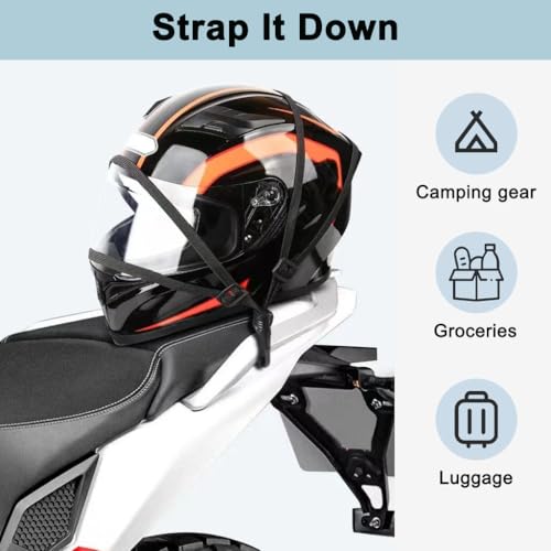 Image of STHIRA 2Pcs Adjustable Motorcycle Luggage Straps 90cm Elastic Bungee Tie Down Cords with Secure Hooks, Stretch Cargo Fastening Straps for Motorcycles, Scooters, Camping Gear, Bike Racks, Travel Bags