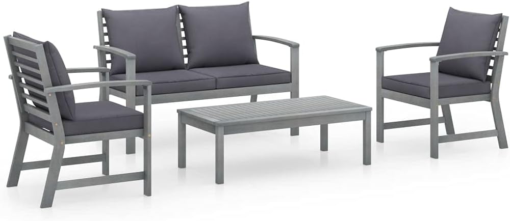 【Fast Shipments】 Garden Lounge Set Outdoor Furniture for Backyard Porch Poolside Balcony Lawn 4 Piece Garden Lounge Set with Cushions Solid Acacia Wood