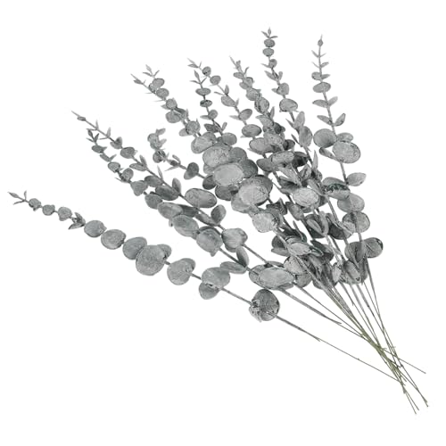 Alipis 12 Piezas Tallo de eucalipto Artificial Planta Guirnalda Artificial Grandes suculentas Falsas Cedro paraca florero Decoraciones Picos de eucalipto Artificial páginas Green
