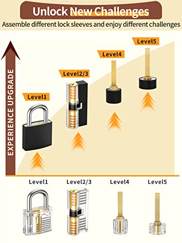 Eventronic 38+4 Lock Picking Kit, [Updated Version] 38-Piece Lock Pick Set with 4 Transparent Training Locks and Zip Case for Lockpicking, E-Guides for Beginner and Pro Locksmiths