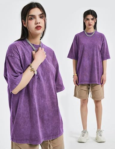 Image of Arssm Men Oversized T Shirts Vintage Tee Loose Fit Short Sleeve Casual Streetwear Baggy Washed Unisex Tops
