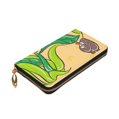 Sunflower seeds and sunflowers Women's Wallet Long Zip Around, Premium Vegan Leather Wallet with 12 Card Holders, Large Capacity,Gift Ready Packaging4