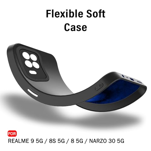 Image of TheGiftKart Liquid Silicon Back Cover Case for Realme 9 5G / 8s 5G / 8 5G / Narzo 30 5G | Stylish Camera Protection Module | Micro-Fibre Lining Inside | Shockproof Back Cover Case (Silicone, Black)