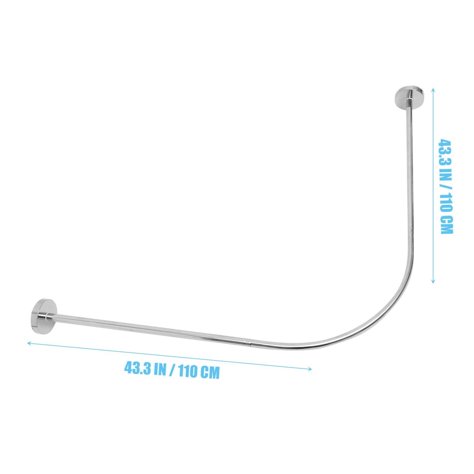 Tringle à Rideau de Bain Arquée U, Lot de 3, Métal | Extensible 110-140cm, Installation sans Perçage, Usage en Angle, Argenté