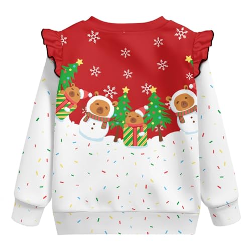 Toddler Sweatshirt Ruffle Long Sleeve Sweatshirts for Girls Size 1-8 Lightweight Crewneck Pullover Tops Kids2
