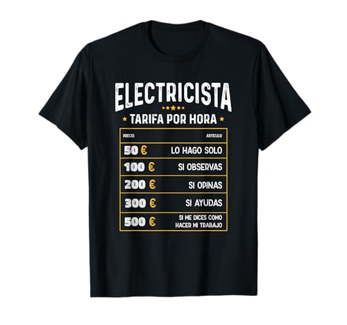Eletricista - T-shirt Engraçada com Tarifa por Hora de Eletricista