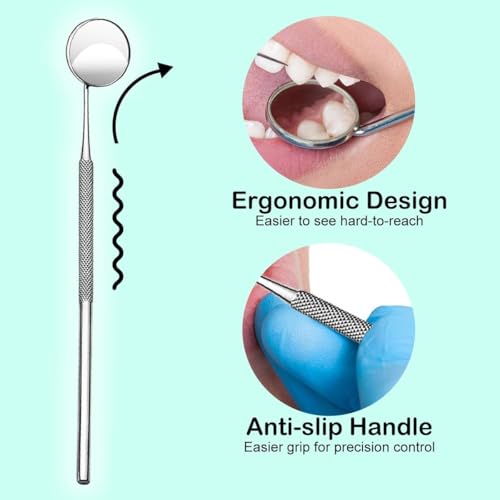 YSCARE Dental Mundspiegel Mundzahnspiegel Inspektionsspiegel Zahnpflege Set t Mundpflege Mundkontrolle Verlängerungswerkzeug Auch für Wimpernverlängerungen geeignet (Einzelspiegel)