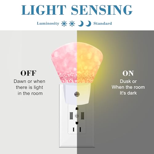 Image of Abstract Pink Glitter Plug in Night Lights, Beautiful Glitter Nightlight Plug Into Wall Dusk to Dawn Sensor for Kid Girls Boys Women Men Room, Hallway, Kitchen, Bathroom, Stairs Decor