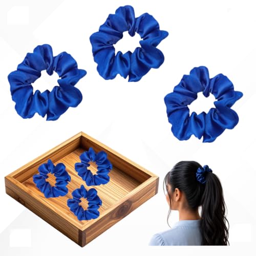 Image of Crunchy Hair Band |Pack of 3|Scrunchie Rubber Band for Hair (NavyBlue)