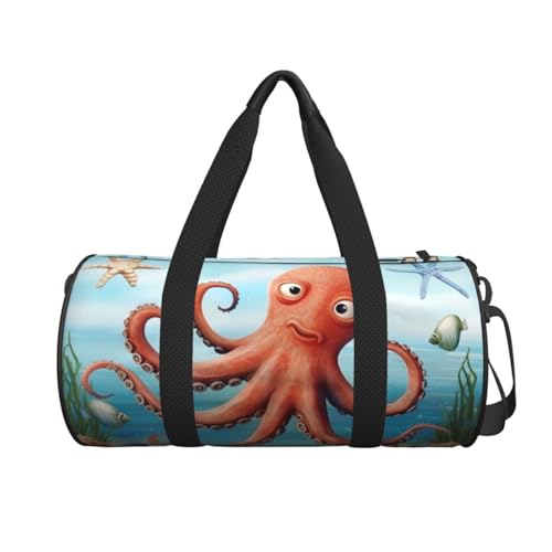Travel Bag For Women,Beach Octopus Starfish Print Personal Item Duffle Bags,Weekend Travel Duffel Tote Bag,Travel Sport Gym Bag For Men,Airplane Travel Essentials For Flying2