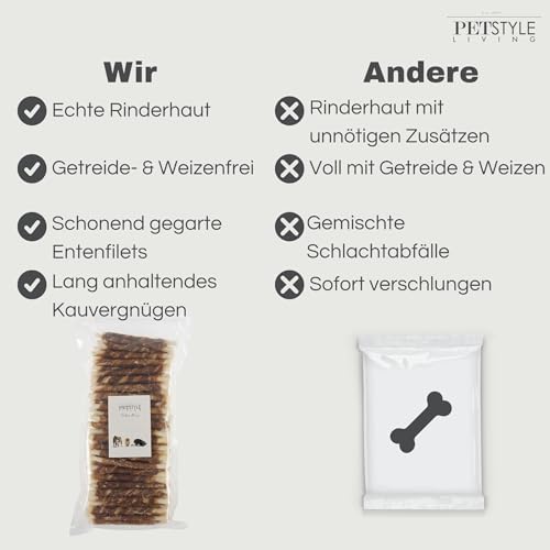 Petstyle Living Kaustange mit Ente - Hundesnack - 12,5cm - 100 Stück