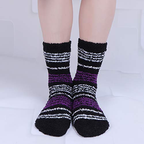 Image of Toes Home Fuzzy Socks for Women, 6 Pairs Cozy Winter Fluffy Slipper Socks