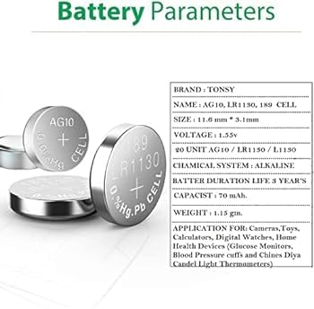 Compatible with MAXCELL Cell LR1130 Lithium Coin Button LR1130 Battery 3v, Suitable for Small Remotes, Scales Wearables & Medical Devices Blister Pack (Pack of 10) 5 418kUNXw2NL