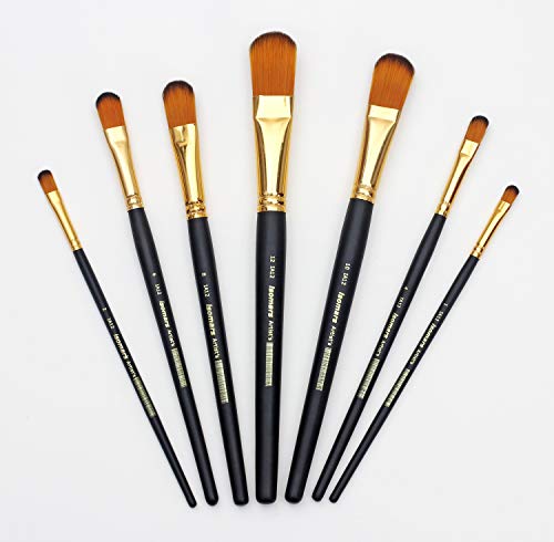 Image of Isomars Filbert Paint Brush Set - Set of 7 Artist Brushes for Acrylic, Watercolor, Oil & Blending - Ideal for Smooth Edges, Detailing & Soft Transitions