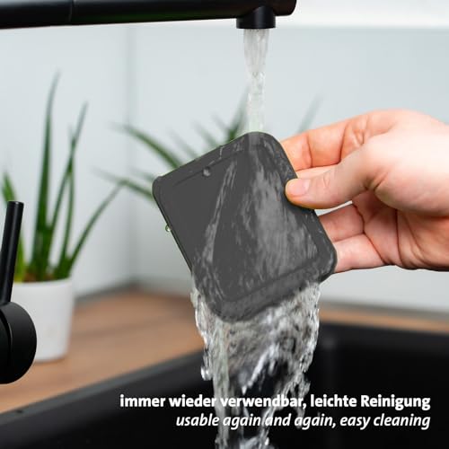 Westmark Deckel zur Aufbewahrung von Lebensmitteln — dehnbarer, wiederverwendbarer Silikondeckel für Dosen, kleinere Schalen oder Joghurtbecher — ø 10,5 + 8,5 cm, Silikon, 2er-Pack, rot/schwarz