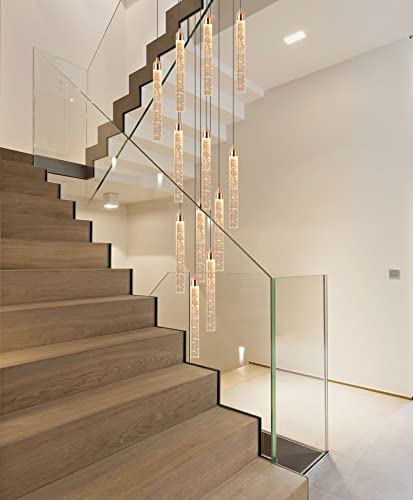 Dolria 12-Lights Chandelier Led Dimmable Chandeliers For Entryway Flush Mount Ceiling Pendant Light Fixture Crystal Chandeliers For Living Room Gold Finished Lighting Modern High Ceiling Chandelier #TOP3