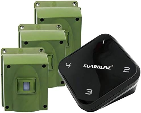 Guardline 1/4 Mile Range Wireless Driveway Alarm [3 Motion Detector Alarm Sensors & 1 Receiver] Weatherproof Outdoor Security Alert System for Home & Property