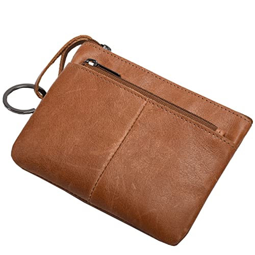 Beurlike Womens Rfid Coin Purse Change Wallet Small Leather Card Holder Keychain(Brown) #TOP7