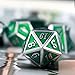 Haxtec 7 Die Metal DND Dice Set Green Elven Goblin D&D Dice Set Compatible with Dungeons and Dragons RPG Gaming-Silver Emerald Green Elvish Dice