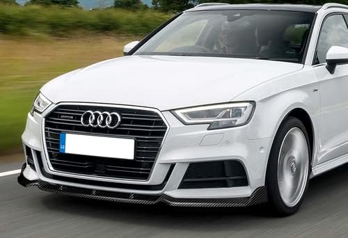 3 Pieces Front Bumper Lip Spoiler Splitter Side Body Kit Trim Protection Compatible with 2017-2020 Audi A3 S3 Premium Plus/S-Line Bumper, 2018 2019 (Painted Carbon Style)