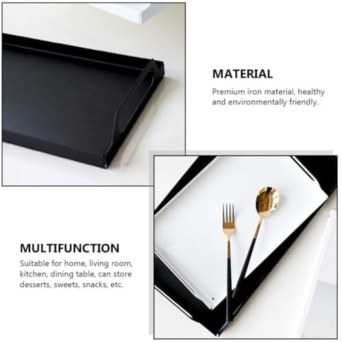 Plateau rectangulaire noir de service pour snacks et présentation de table - 6