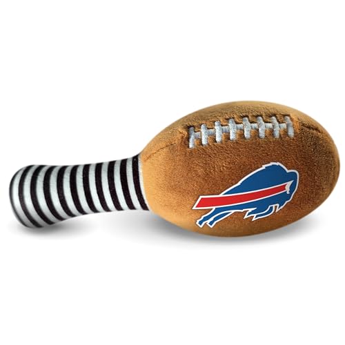 Image of Buffalo Bills Plush Football Rattle by Smilo - Officially Licensed NFL Baby Rattle Toy - Soft Baby Rattle with Bell - for Babies and Toddlers from 3 Months