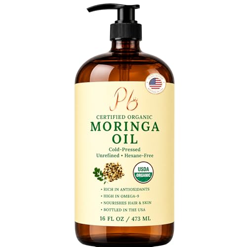 Pomberries Moringa Oil Organic Moringa Seed Oil for Face & Hair 16 fl oz