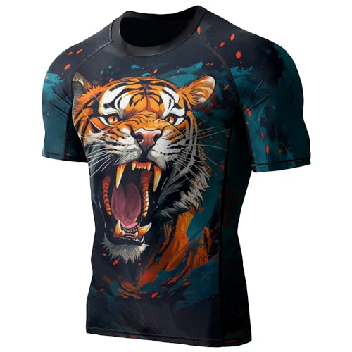 BJJ Rash Guard, Ultra Soft Compression Shirt, Rash Guard Men Jiu Jitsu Short Sleeve Breathable Fabric