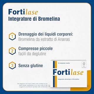 Fortilase, 20 Compresse, Integratore Alimentare di Bromelina, Anticellulite e Antinfiammatorio, Stimola Linfodrenaggio