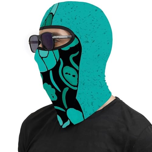 Pasamontaña para hombre y mujer estampado turquesa y negro, máscara completa para motocicleta, gorro calentador de cuello miniatura 4