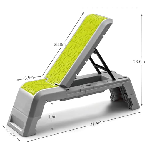 Image of leikefitness Exercise Step Platform, Multifunctional Aerobic Deck | with Cord and Adjustable Dumbbell & Weight Bench, Fitness Equipment for Workout Home Gym