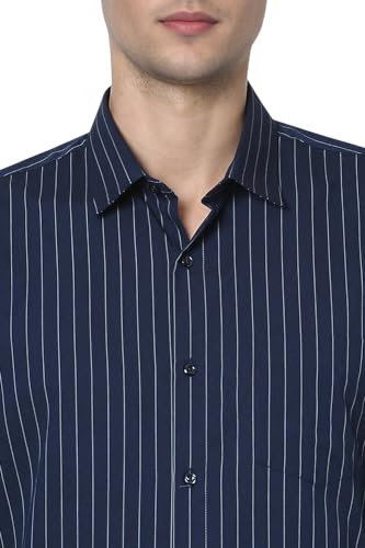 Peter England Men's Slim Fit Full Sleeve Striped Formal Shirt | Cotton Rich | Wonder Fabric | Pin Point Oxford