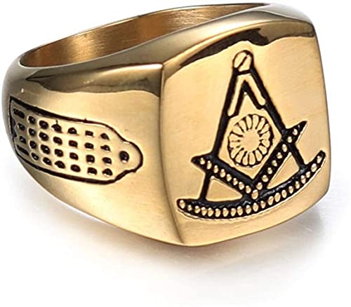 MYSPTM Hommes Femmes Bagues Viking Vintage Bagues D'Amulette Nordique Personnalité Franc-Maçon Bague En Or Cover