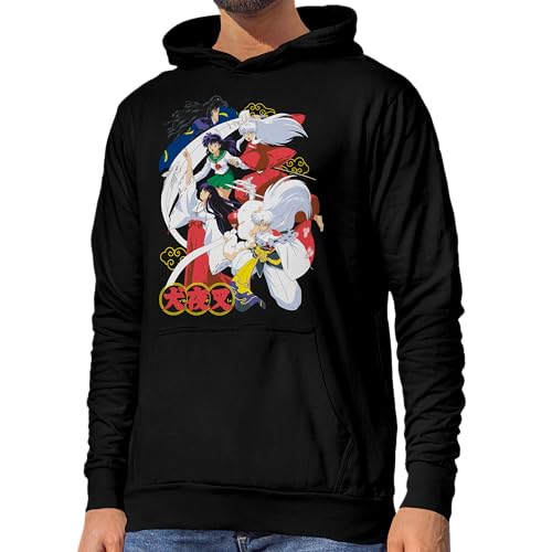 Isaac Morris Limited Inuyasha Retro Group Shot Mens and Womens Pullover Hoodie (X-Large Black)